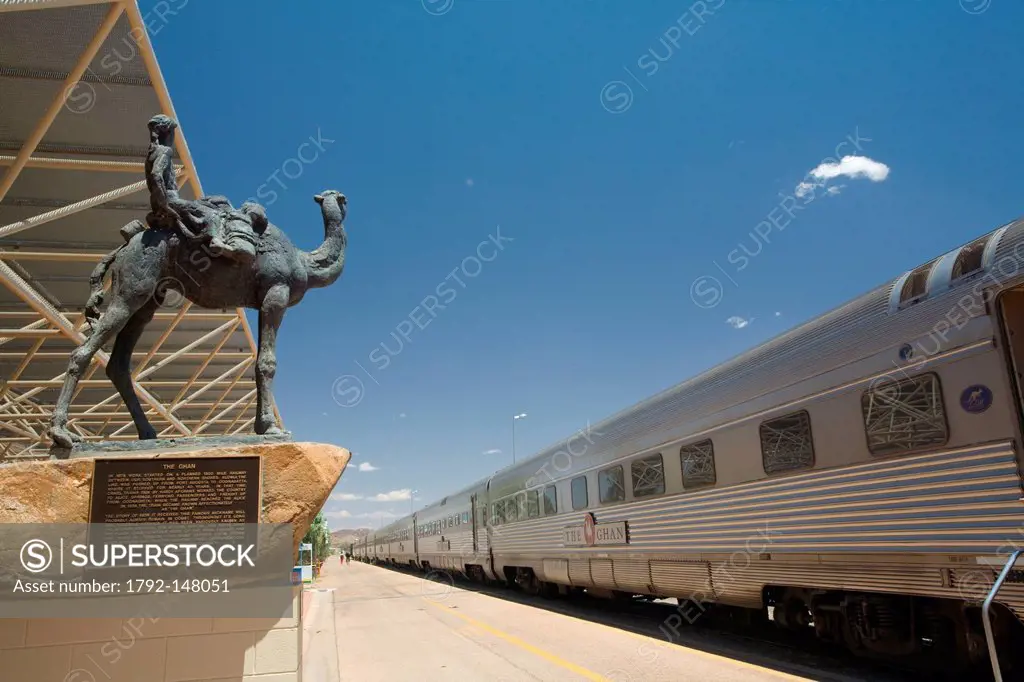 Australia, Northern Territory, Red Center, Alice Springs, The Ghan in the Alice Springs station, where the train stops several hours during its journe...