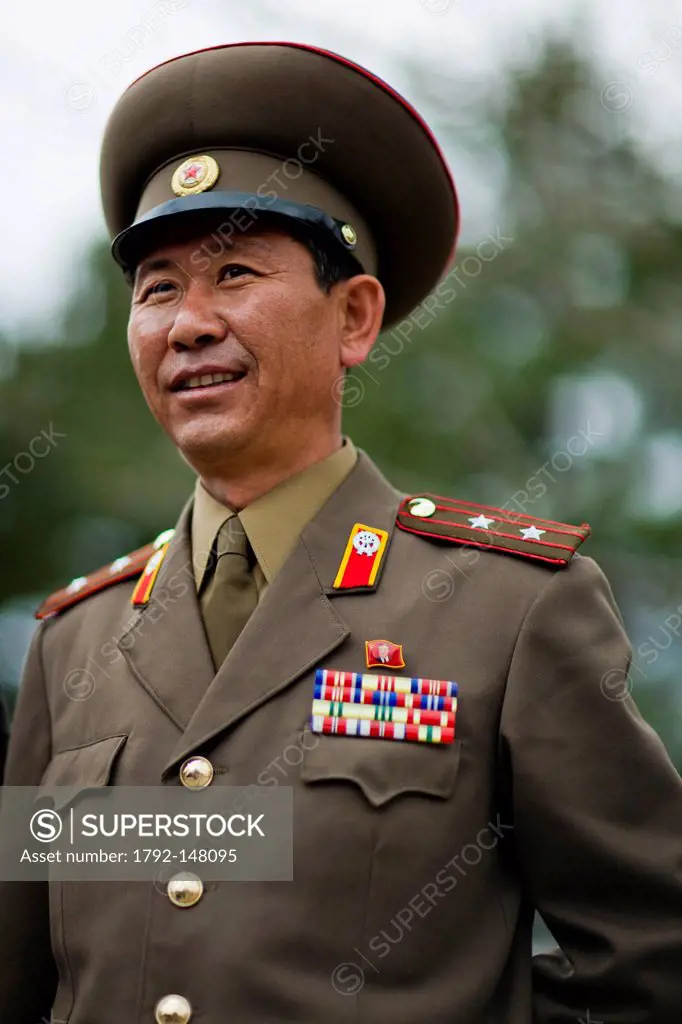 North Korea, North Hwanghae province, Panmunjom, portrait of a North Korean military officer