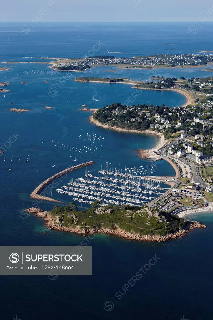 France, Cotes d´Armor, Trebeurden, the harbour aerial view