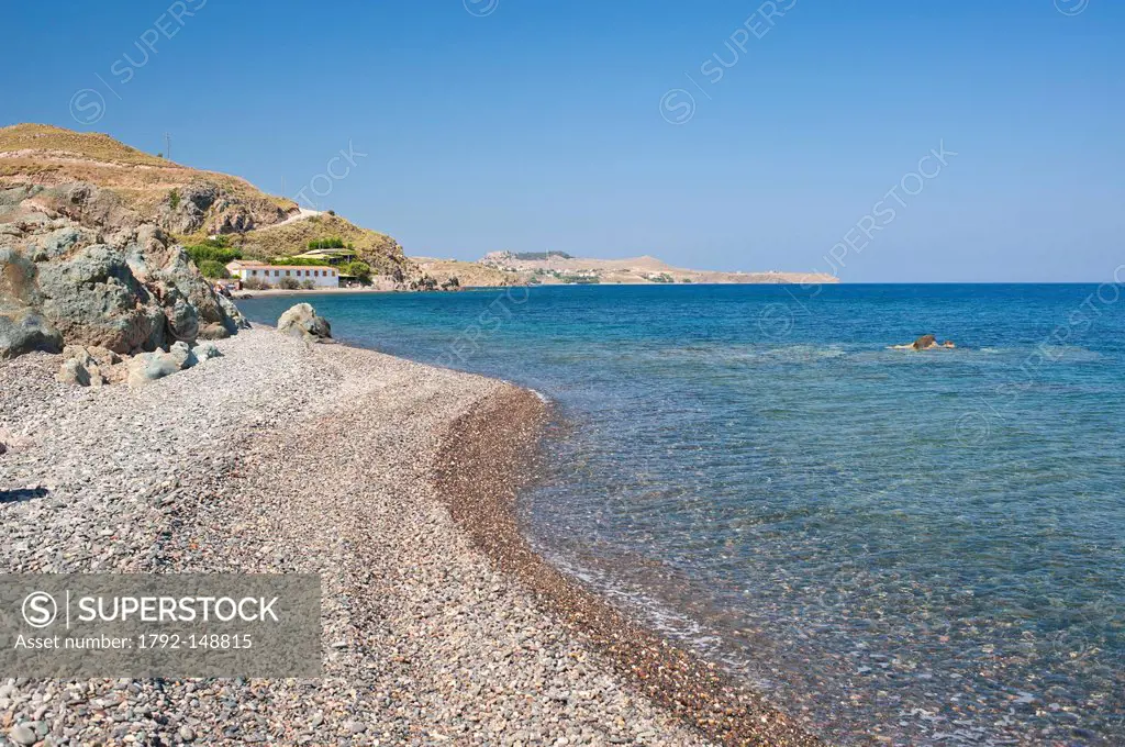 Grce, north east Aegean islands, Lesbos island, Eftalou, the beach near Molivos on the north coast