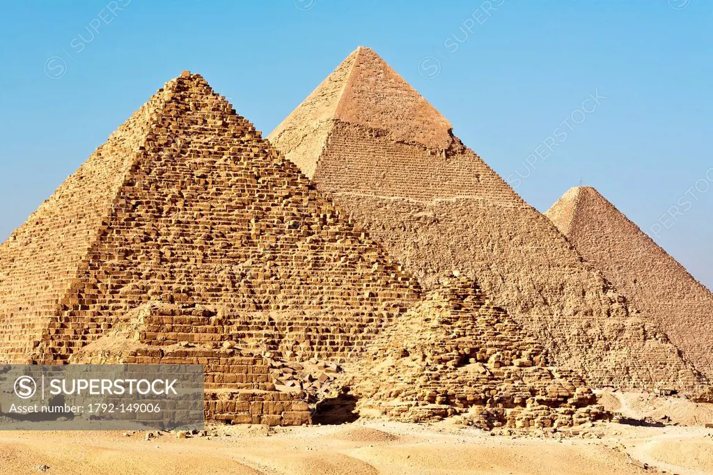 Egypt, Cairo, Giza, listed as World Heritage by UNESCO, pyramids