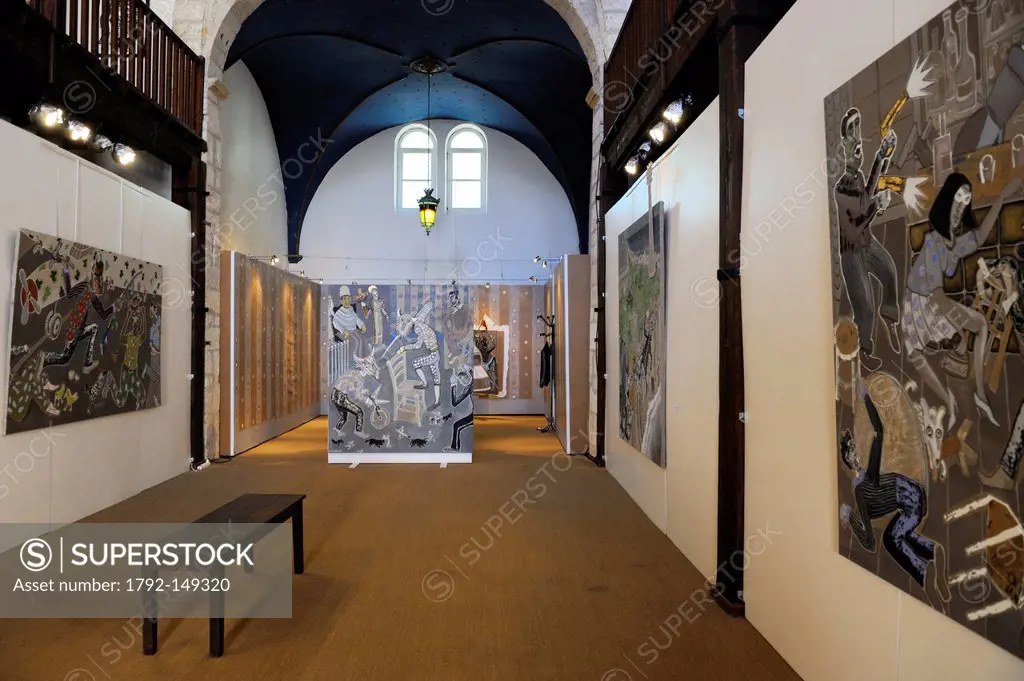 France, Herault, Sete, Frontignan Museum, exhibition from the artist Andre Cervera, Serie couleur pour roman noir ou du rififi sur la toile Colors for...