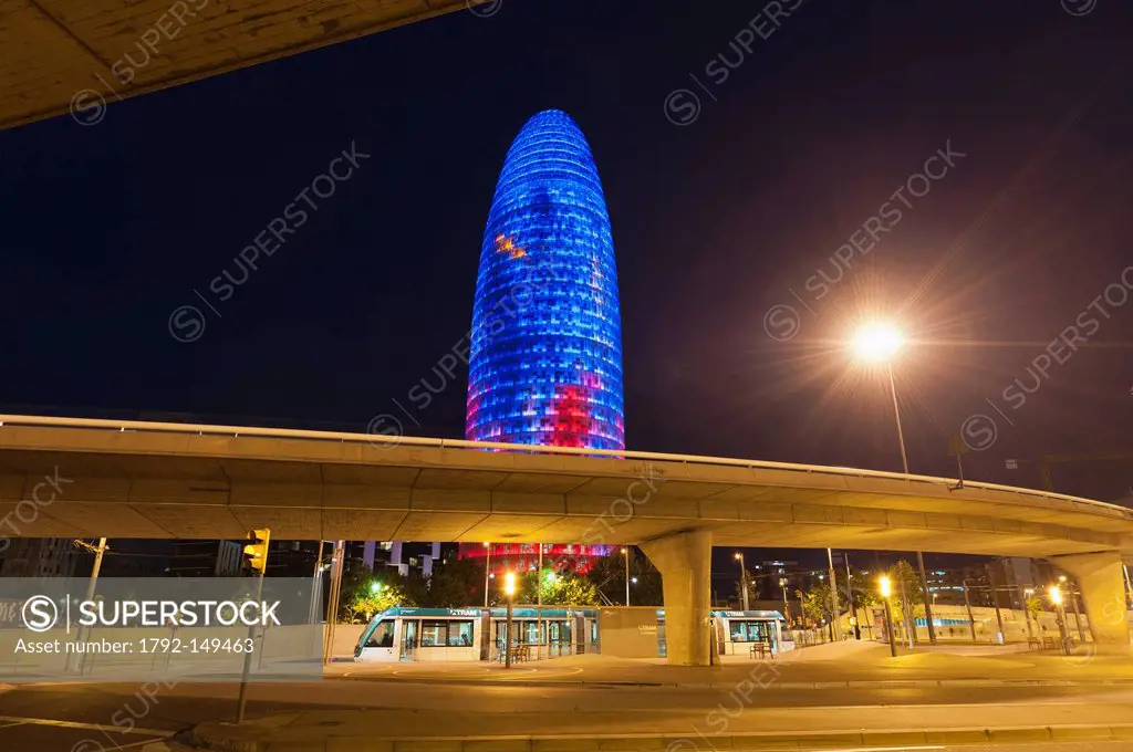 Spain, Catalonia, Barcelona, Agbar Tower by Jean Nouvel