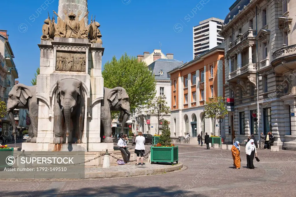 France, Savoie, Chambery, the old city, the fountain of the Elephants, commonly called the four no ass