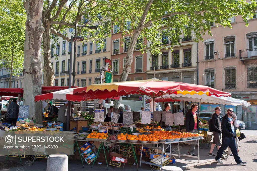 France, Rhone, Lyon, historical site listed as World Heritage by UNESCO, the market quay St Antoine