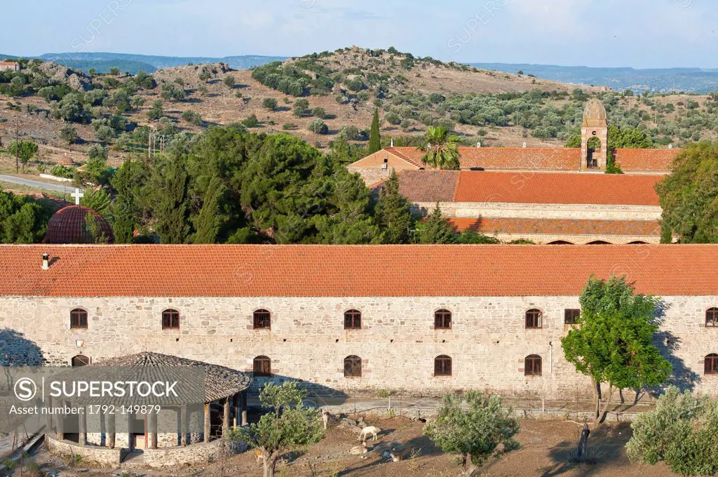 Grce, north east Aegean islands, Lesbos island, Agios Limonos, the monastery near Kalloni, founded in 1526, was a bastion of resistance against the tu...