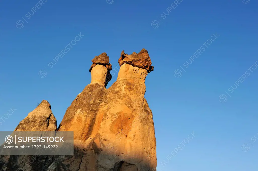 Turkey, Central Anatolia, Cappadocia listed as World Heritage by UNESCO, Zelve Valley, fairy chimneys of Pasabag or Pasabagi