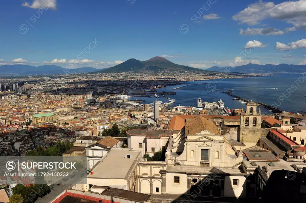 Italy, Campania, Naples, historical centre listed as World Heritage by UNESCO, Certosa di San Martino St. Martin´s Charterhouse, view of the city and ...