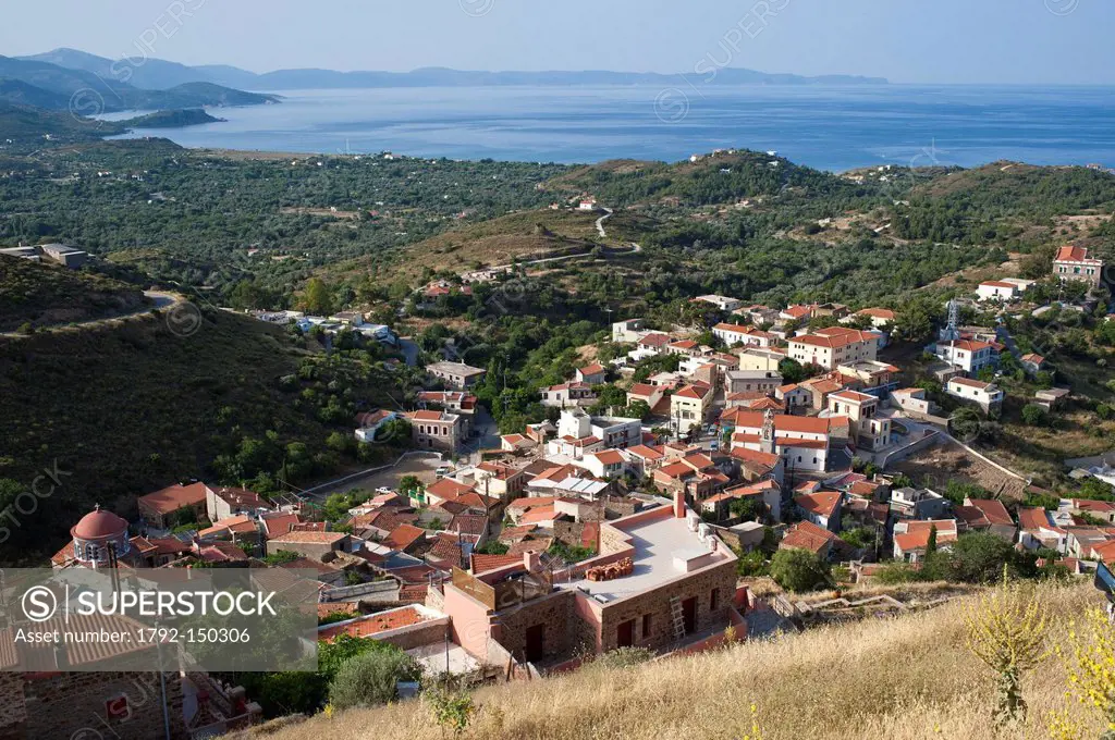 Greece, Chios Island, the picturesque village of Volissos topped by a Medieval castle