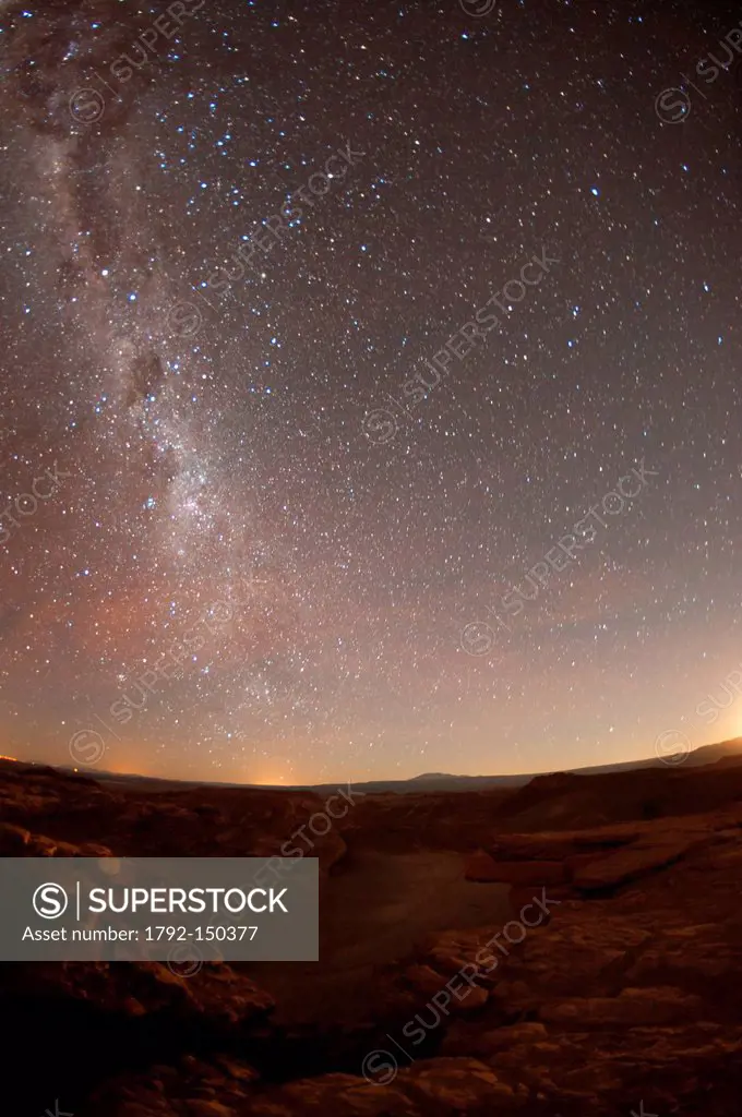 Chile, Antofagasta Region, Atacama Desert, Valle de la Luna Valley of the Moon, Milky Way