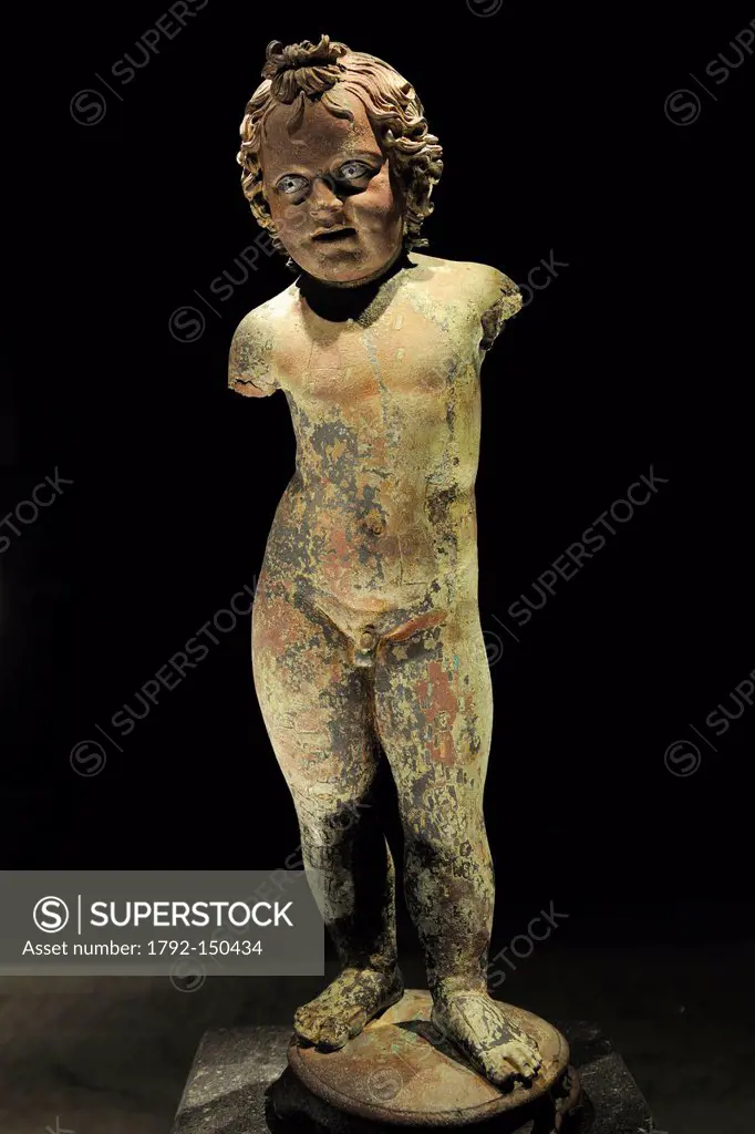 France, Herault, Cap d´Agde, the Musee de l´Ephebe Adonis Museum is dedicated to underwater archeology, Roman statue of Cupidon dated between the 1st ...