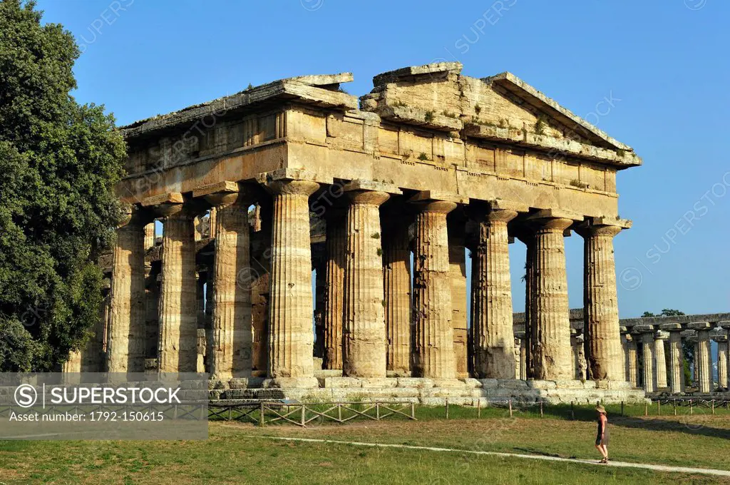 Italy, Campania, National Park of Cilento and Vallo di Diano, listed as World Heritage by UNESCO, archeological site of Paestum, Neptune temple