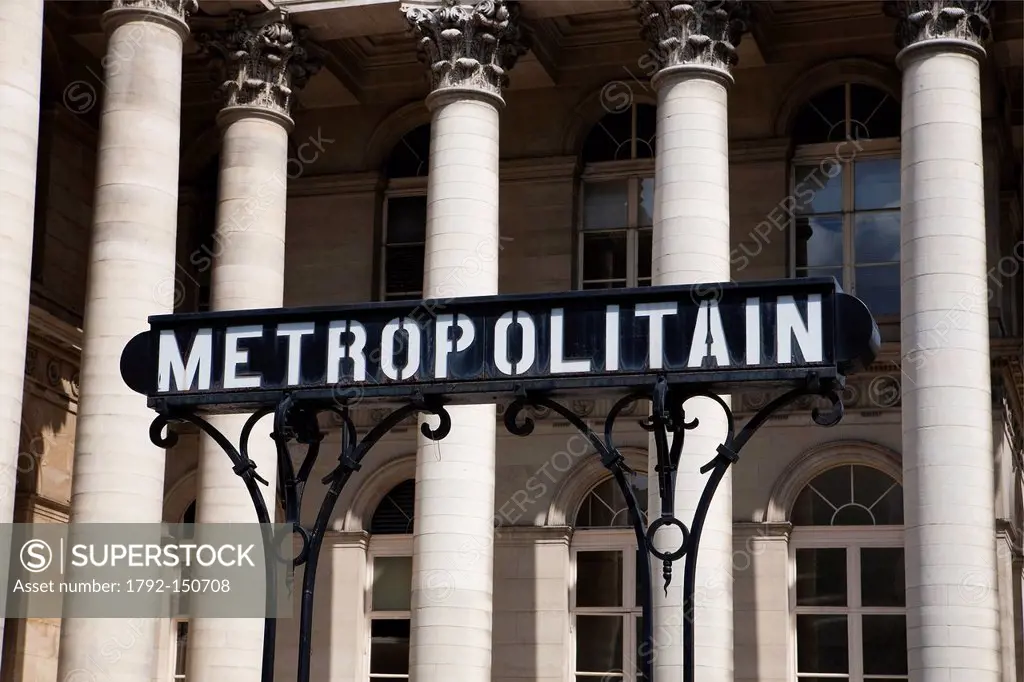 France, Paris, entrance to Bourse tube station, line 3 of the Metro