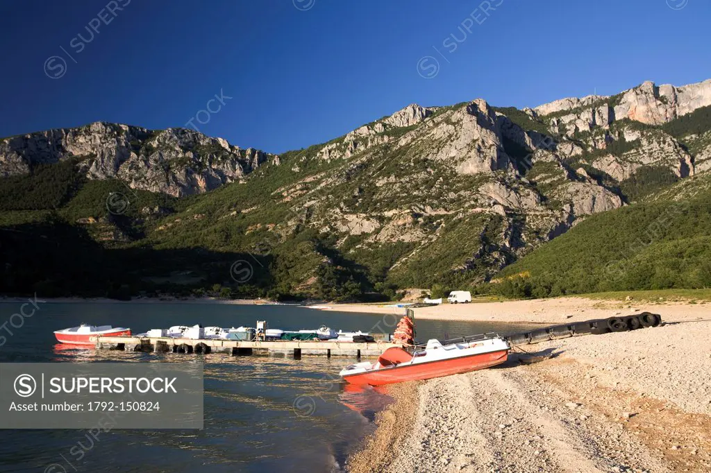 France, Alps of high provence, Verdon natural regional park, Aiguines beach