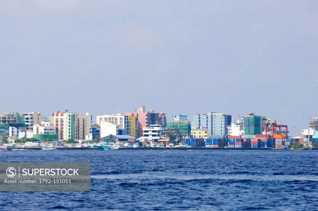 Maldives, North Male Atoll, Male Island, Male, overview of the capital town
