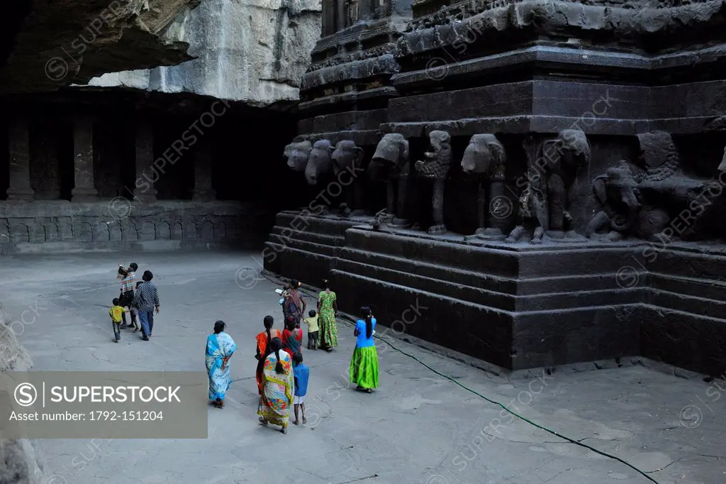 India, Maharastra state, Ellora, caves of Ellora listed as World Heritage by UNESCO, Kailasha temple, 8th century, cave 16