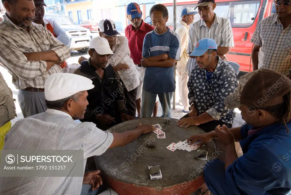 Cape Verde, Sao Vicente island, Mindelo, game of cards after the fishing