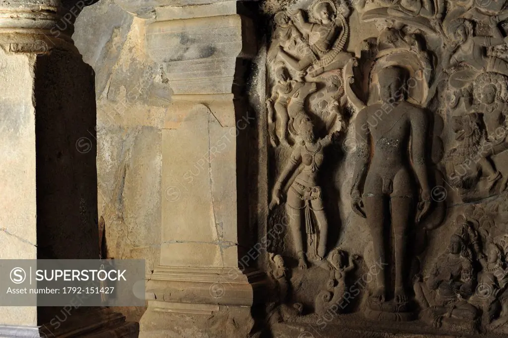 India, Maharastra state, Ellora, caves of Ellora listed as World Heritage by UNESCO, cave 32, Jain, 11_12th century