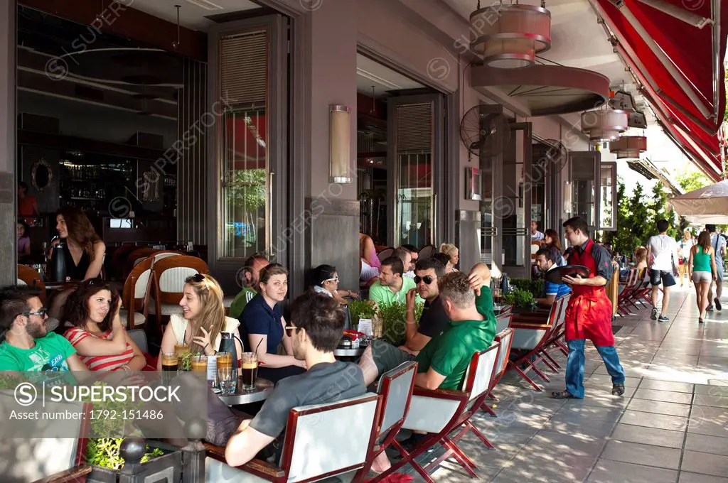 Greece, Macedonia, Thessaloniki, historical relics rub modern cafes frequented by the gilded youth