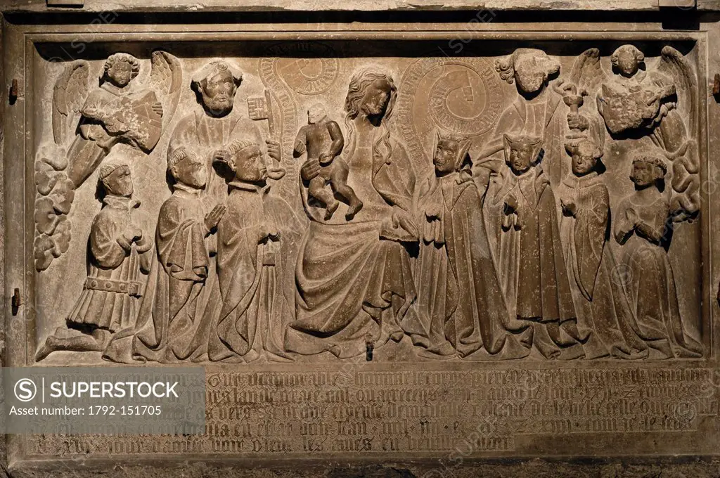 France, Nord, Lille, Fine Arts museum and palace, monument carved in stone from Tournai in the early 15th century It comes from the church Perenchies