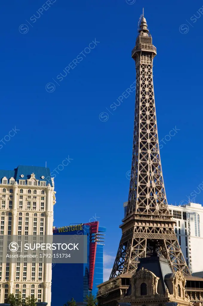 United Statess, Nevada, Las Vegas, Paris casino hotel on the Strip boulevard