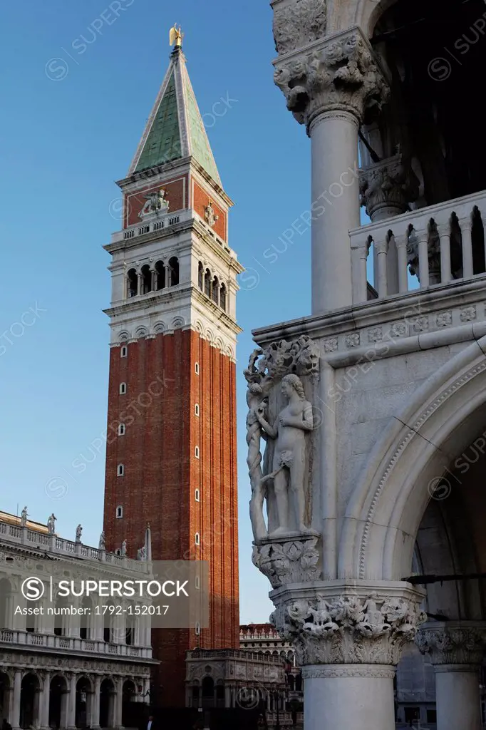 Italy, Veneto, Venice, listed as World Heritage by UNESCO, Campanile, Piazza San Marco St Mark´s Square