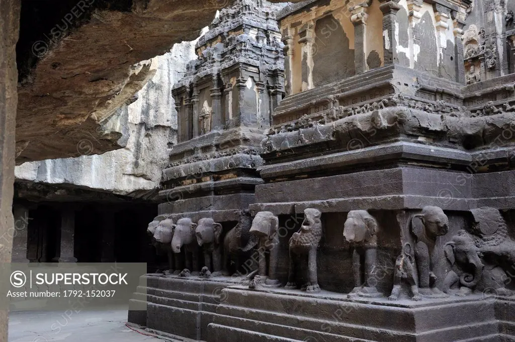 India, Maharastra state, Ellora, caves of Ellora listed as World Heritage by UNESCO, Kailasha temple, 8th century, cave 16