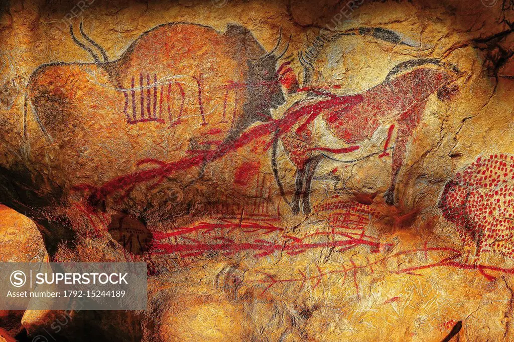 France, Ariege, listed at Great Tourist Sites in Midi Pyrenees, Tarascon sur Ariege, Prehistory Park, cave paintings