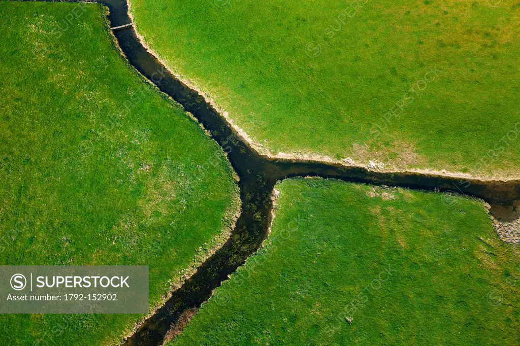 France, Calvados, Varaville, the Dives marshes aerial view