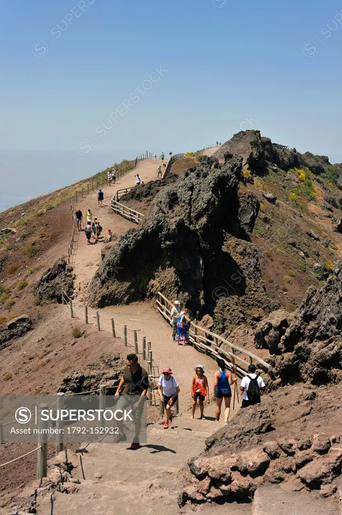 Italy, Campania, the way to the top of the crater of Vesuvius