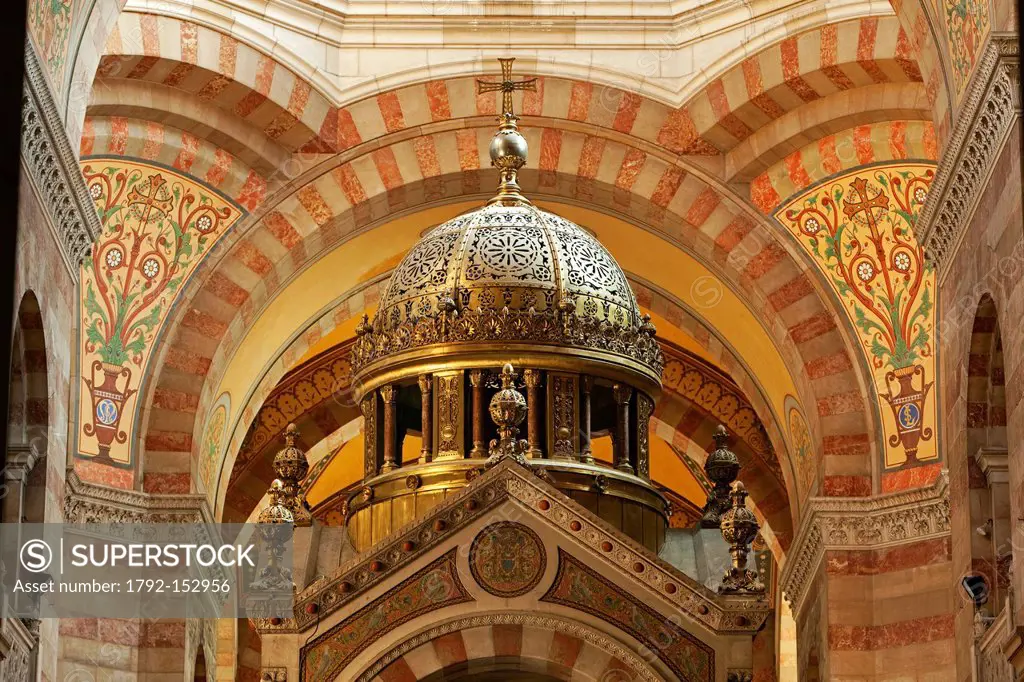 France, Bouches du Rhone, Marseille, 2nd district, Zone Euromediterranee, the Major Cathedral 19th century, ciborium