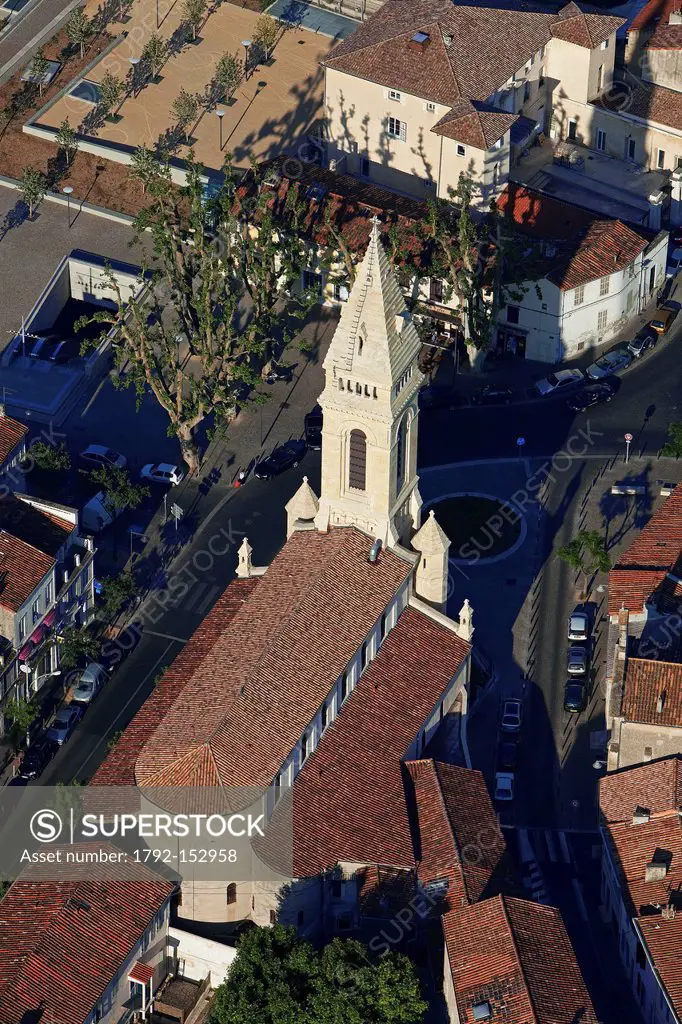 France, Bouches du Rhone, Marseille, 12th district, St Barnabas Church of St Barnabas aerial view