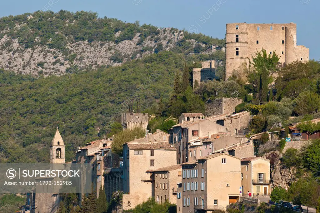 France, Drome, Drome Provencale, Montbrun les Bains, labelled Les Plus Beaux Villages de France The Most Beautiful Villages of France, village in Toul...