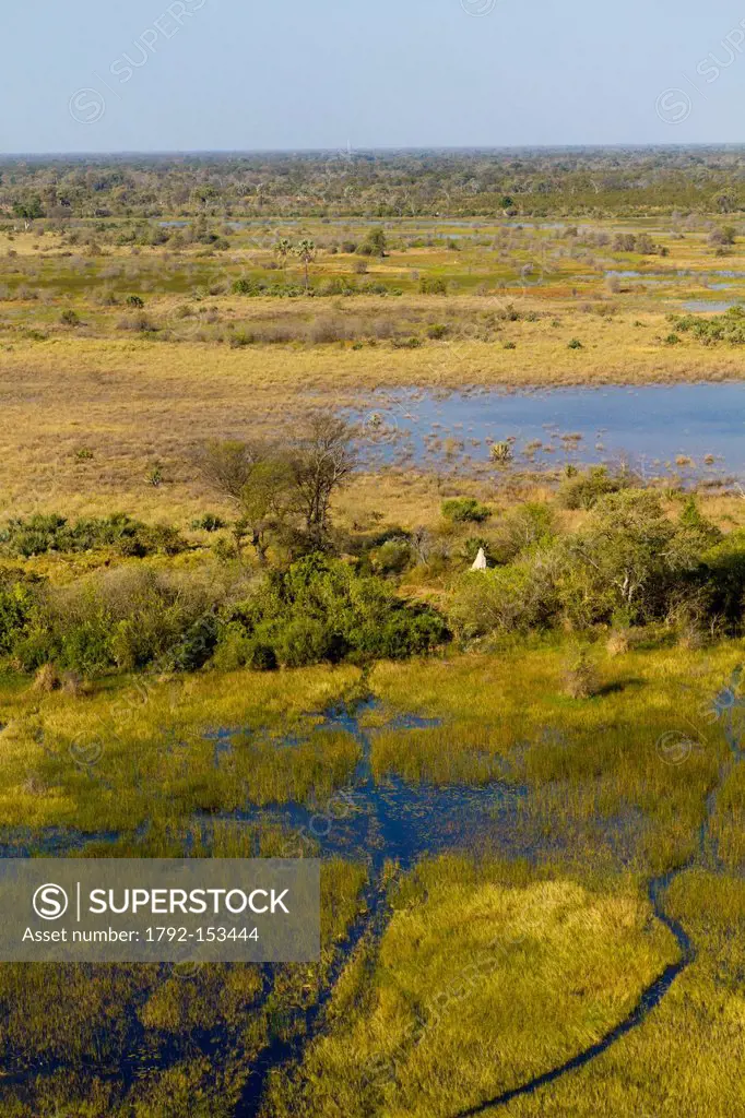 Botswana, North West district, Okavango delta, aerial view