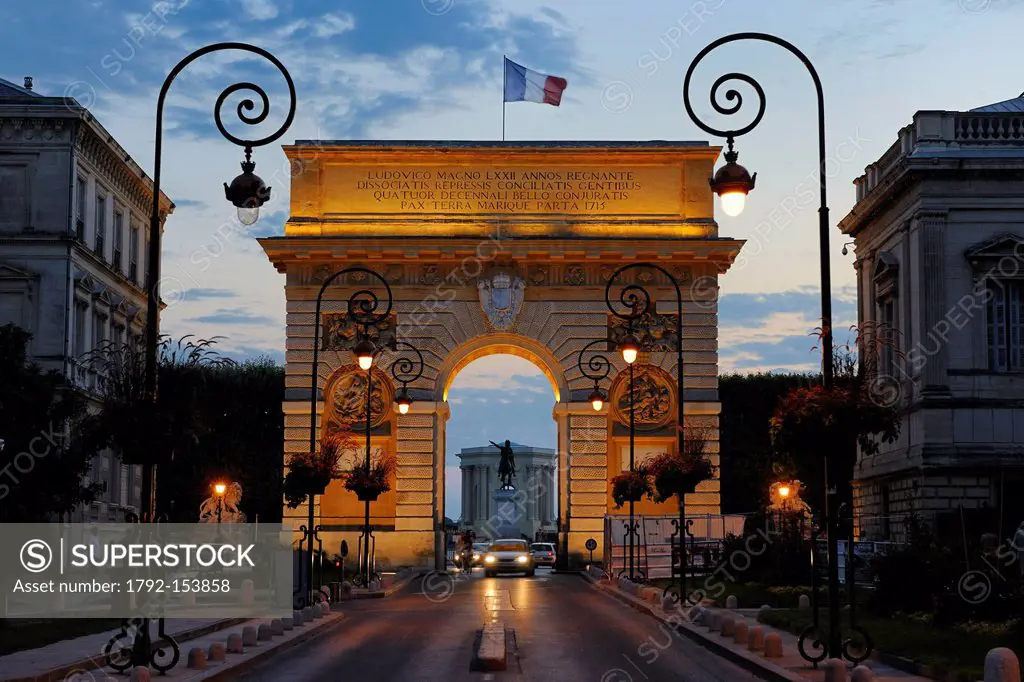 France, Herault, Montpellier, Porte du Peyrou, triomphal arch