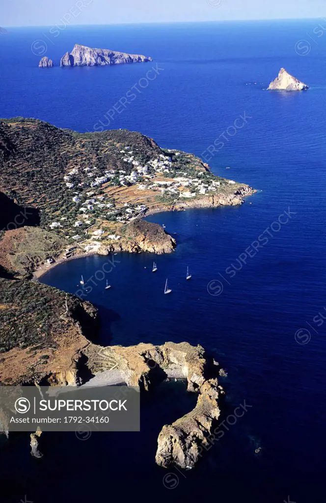 Italy, Sicily, Aeolian islands, Panarea island, aerial view