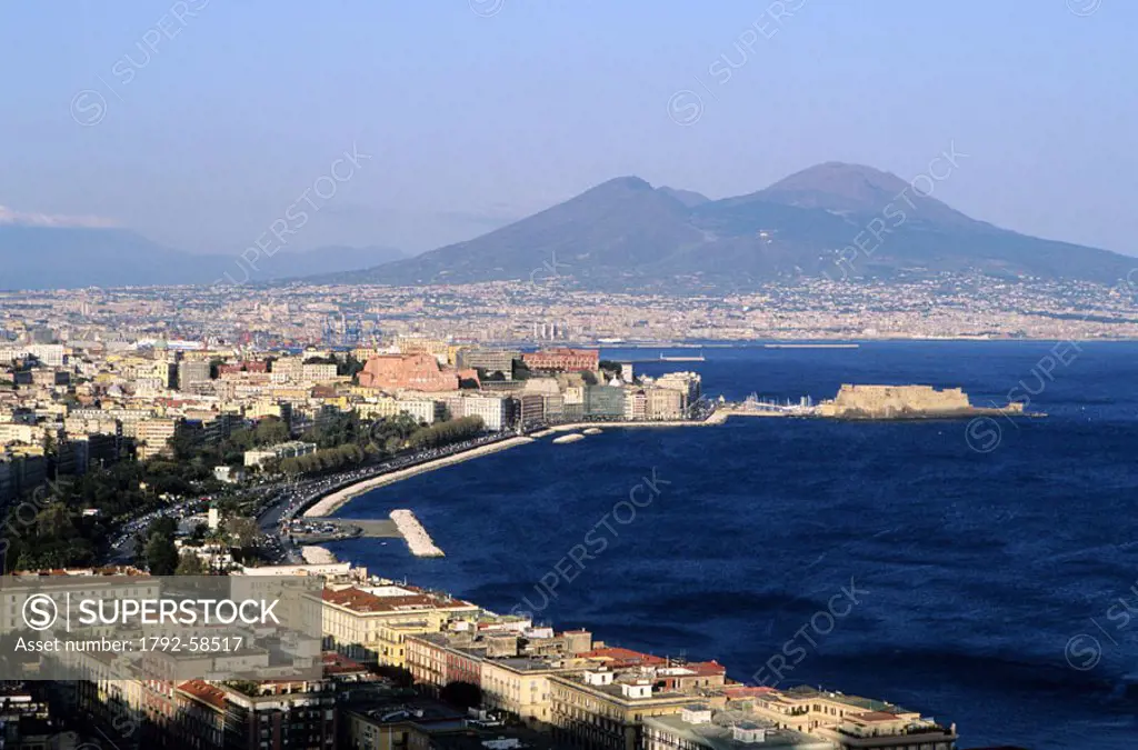 Italy, Campania, Naples bay and the Vesuvio