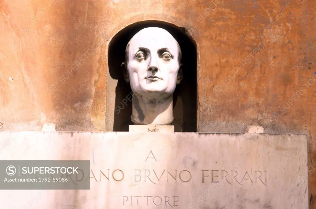 Italy, Latium, Roma, statue of Giordano Bruno Ferrari painter in Margutta street