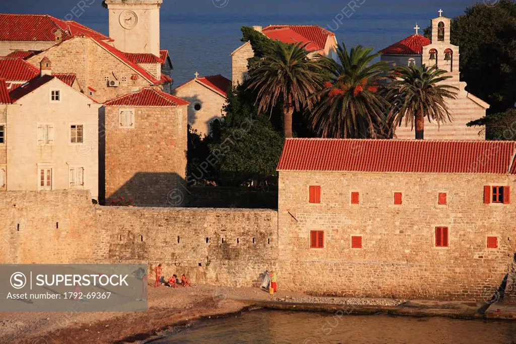 Montenegro, Adriatic coast, old town of Budva