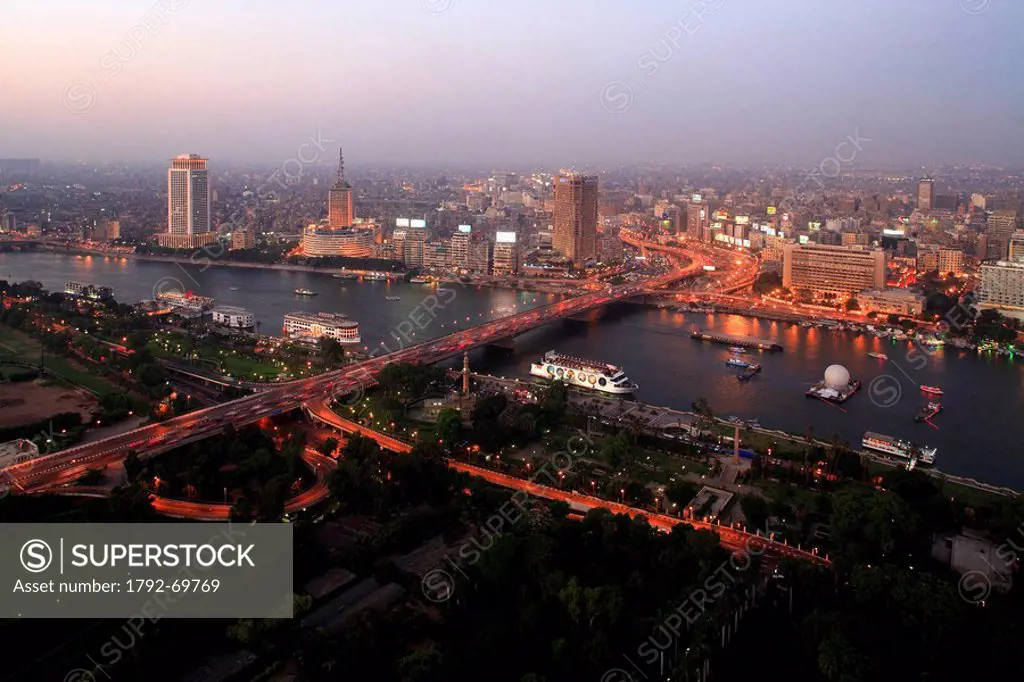 Egypt, Cairo, downtown, overview from the Cairo Tower