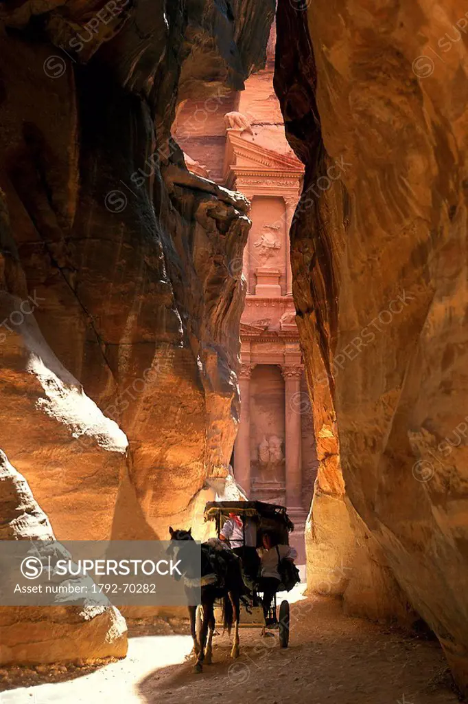 Jordan, Petra, El Khazneh Tomb the Treasury, listed as World Heritage by UNESCO