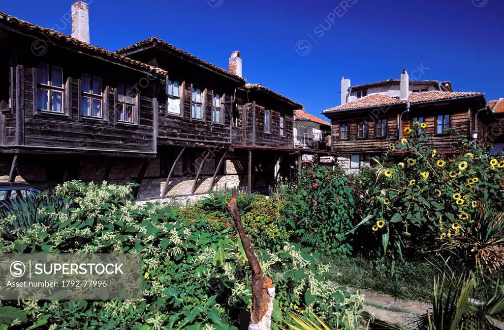 Bulgaria, Black Sea, Nessebar, traditional wooden houses classified as World Heritage by UNESCO