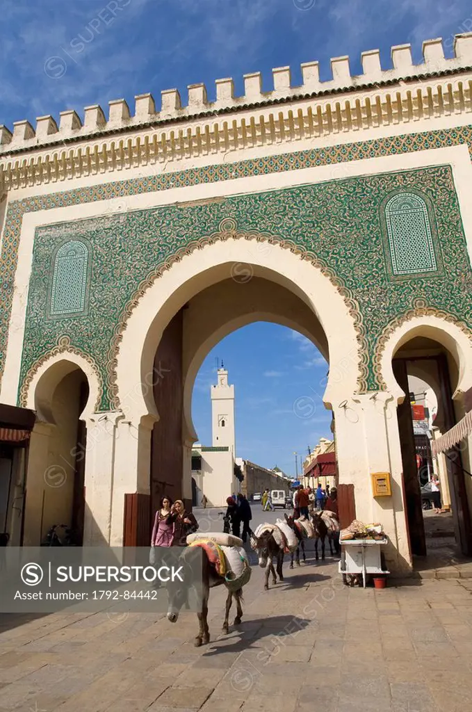 Morocco, Fes El Bali, imperial city, medina listed as World Heritage by UNESCO, Bab Boujloud door