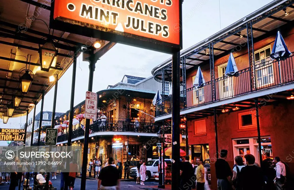 United States, Louisiana, New Orleans, Bourbon Street in the French Quarter