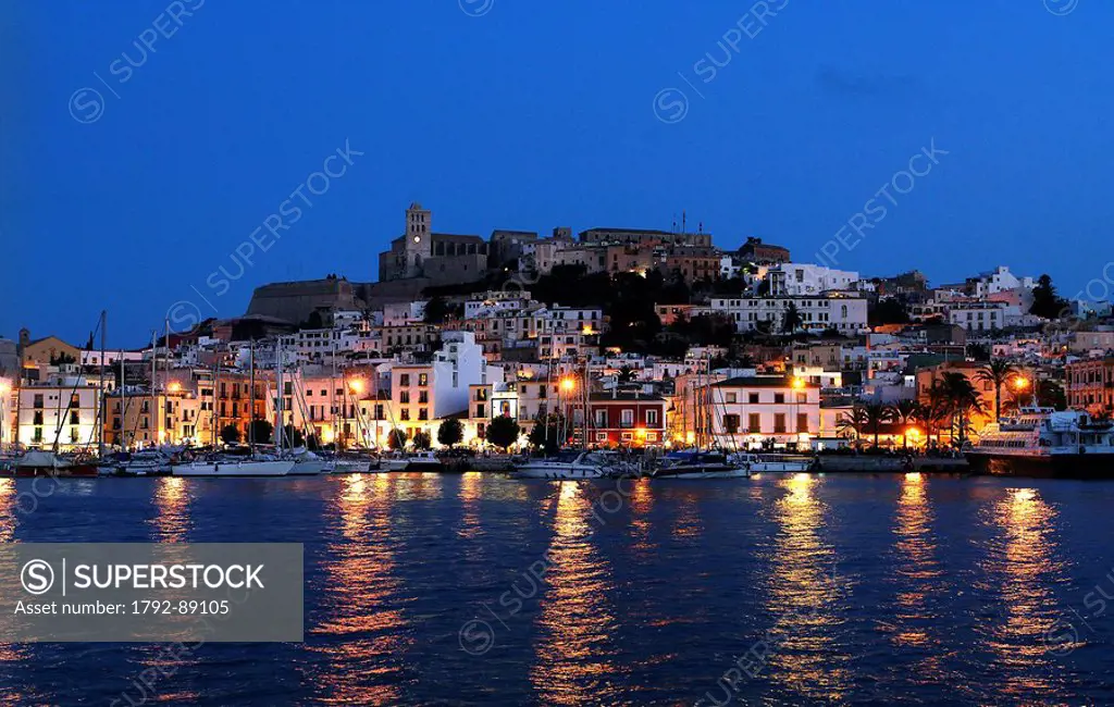 Spain, Balearic Islands, Island of Ibiza, Ibiza at night