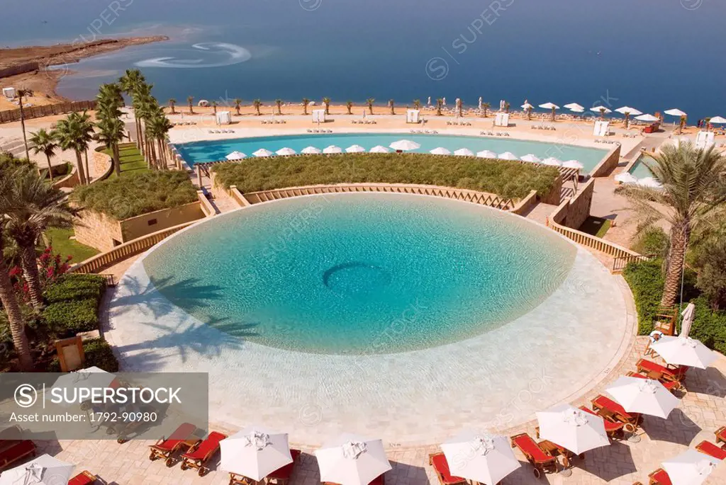 Jordan, Dead Sea area, Kempiski Hotel Ishtar, swimming pool on Dead Sea