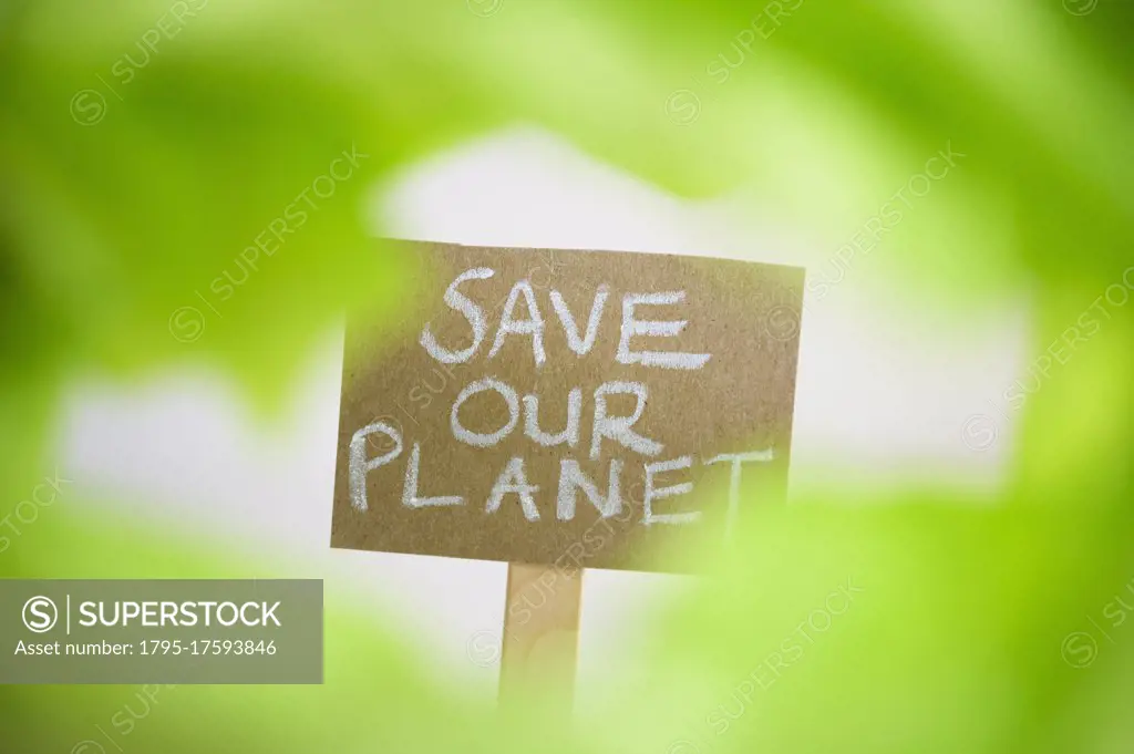 Placard reading save our planet