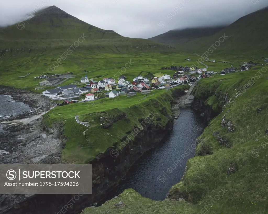 Denmark, Faroe Islands, GjÛgv, Village on coast