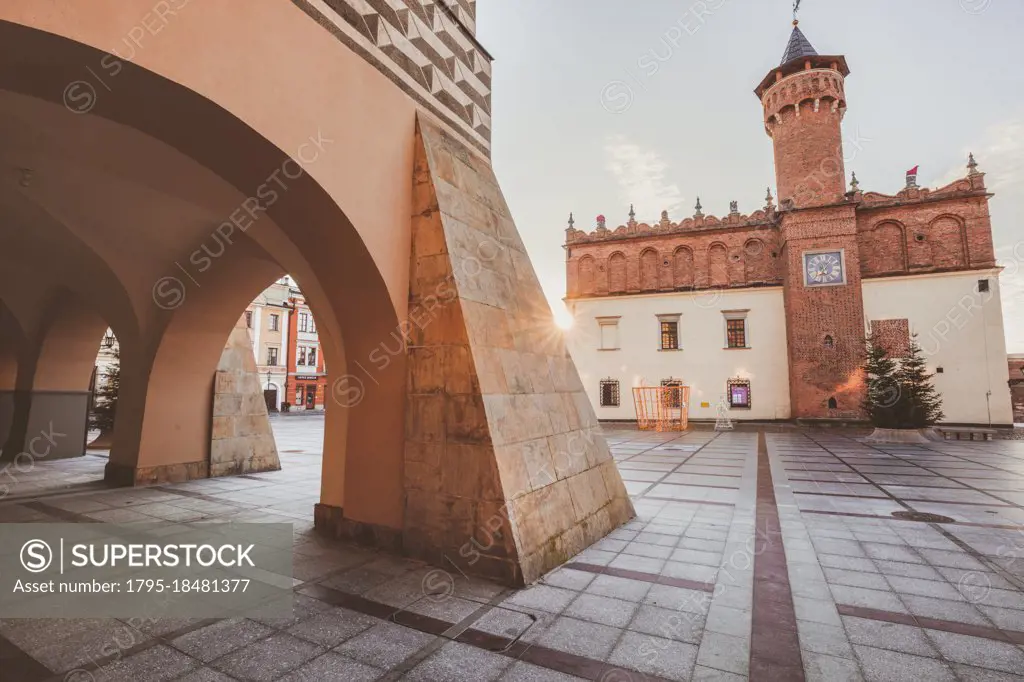 Poland, Lesser Poland, Tarnow, Arcades in old town area
