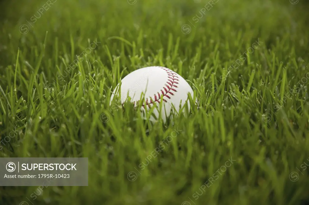 Baseball laying on grass
